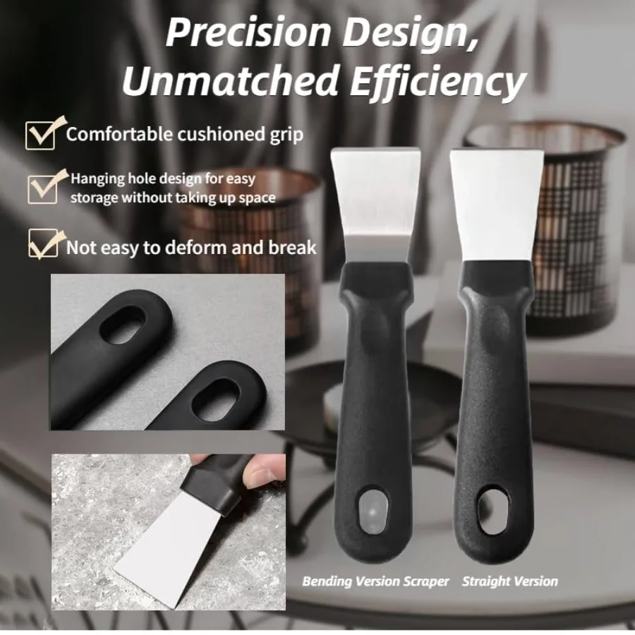 2 قطعة مكشطة التنظيف للأفران مواقد التعريفي الفرن الفولاذ المقاوم للصدأ متعدد المطبخ مكشطة مع 3 قطعة الفولاذ المقاوم للصدأ النحاس النايلون #5