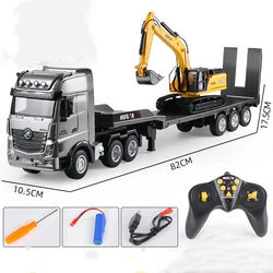 Huina 1522 R/C Trainler Flatbed Truck Alloy Excavator Car 1/18 Scale Remote Controlled Car Combination Engineering Car Toys Gift