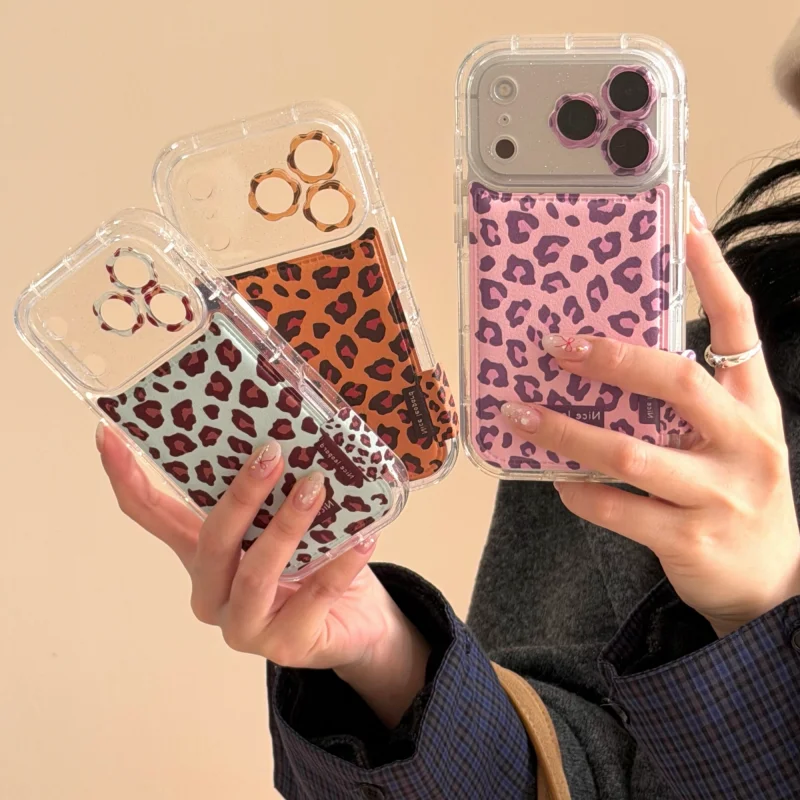Funda para Teléfono con Estampado de Leopardo de Moda para iPhone 17 Pro 16 15 14 Pro Max, Funda Protectora a Prueba de Golpes para Apple 17 Pro M
