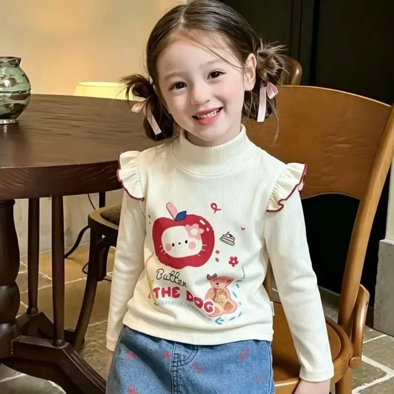 Baby Kids Girls Long Sleeve Tops Cute Print Basic T-Shirts Autumn Fall Casual Tees Children Daily Wear Outfit Girls Clothing