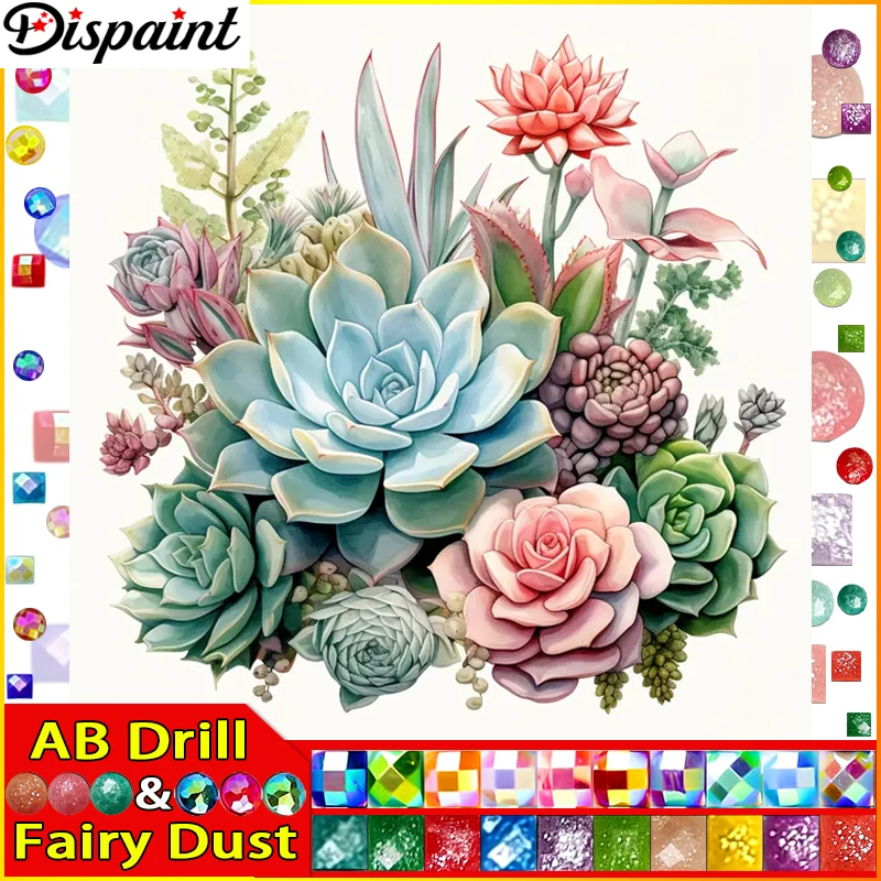 

Dispaint Fairy Dust AB 5D Алмазная вышивка Набор для рукоделия "Сочные цветы" Diy Алмазная картина Вышивка крестиком Украшение дома