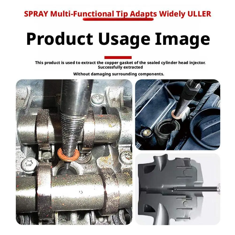 

Injector Seal Puller Steel Cone Thread Tip Fuel Injector Copper Washer Removal Tool with Slide Hammer Cars Disassembly Tool