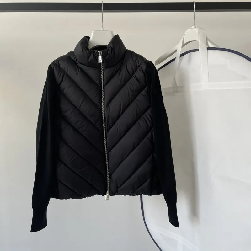 

Women's Clothing Stand collar knitted patchwork down jacket Winter New NO.3
