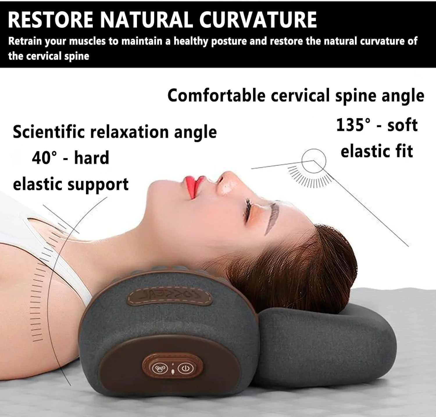 Massage Neck Hump, Traction Massager with Heat, 3 in 1 Neck Massage Pillow Heated Massages Necks Pillows Heated Traction