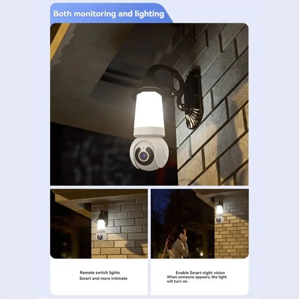 

2MP/3MP Resolution E27 Bulb Camera PTZ Smart Tracking Color Night Vision Wifi Surveillance with LED Bulb 360-degree View