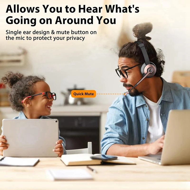 Auriculares inalámbricos, auriculares Bluetooth con micrófono con cancelación de ruido, auriculares inalámbricos con dongle USB para oficina en casa