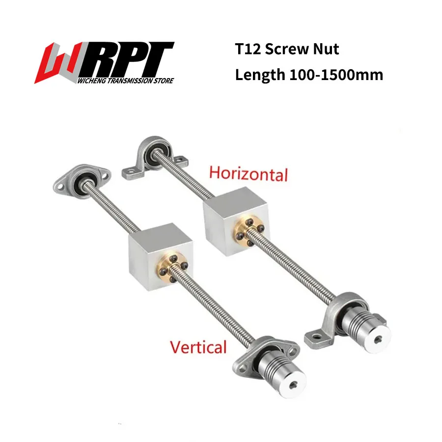 

T12 Lead Screw Diameter 12mm Trapezoidal Screw Nut Set Holder Vertical Kit Lead 2/3/4/6/8/10/12/14mm SHF Support Seat SCS12UU