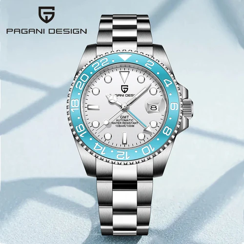 PAGANI DESIGN-reloj mecánico de lujo para hombre, cronógrafo automático con bisel de cerámica de 40MM, 10bar, resistente al agua, cristal de zafiro, GMT, nuevo, 2024