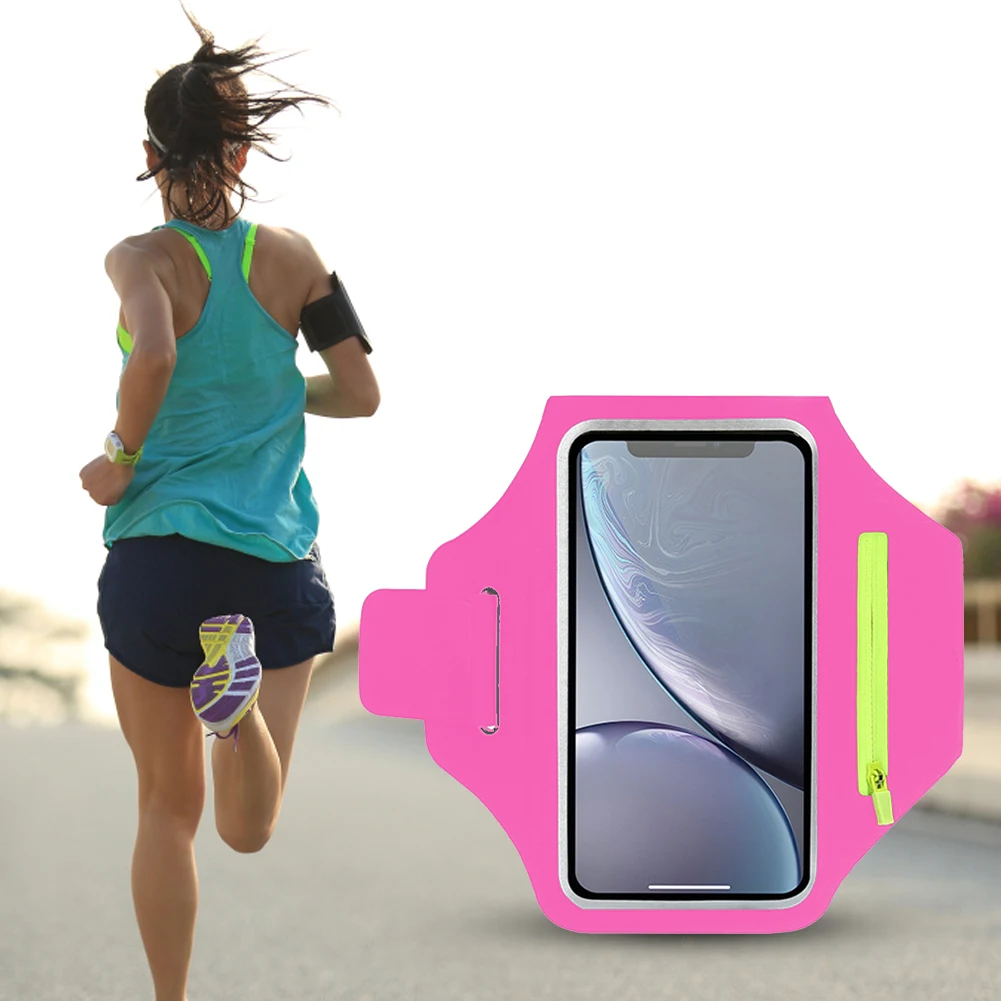 Outdoor Sports Phone Holder with Zipper Pocket Universal Armband Phone Holder Touch Screen Phone Pouch Bag Mountain Climbing Bag