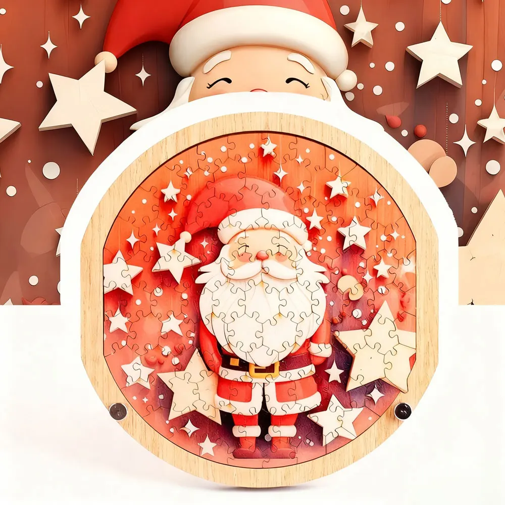 

Christmas Puzzle Series Fun Wooden Puzzle Toy Santa Claus Jigsaw Puzzle High Difficulty Cartoon Kids Christmas Gift UG389