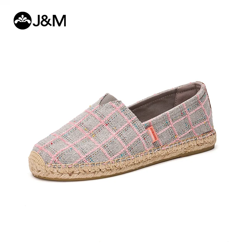 J&M 2024 Women Fisherman Shoes Canvas Shoes Spring Summer Breathable Espadrilles Slip-on Cloth Loafers Lady Girl Casual Sneakers