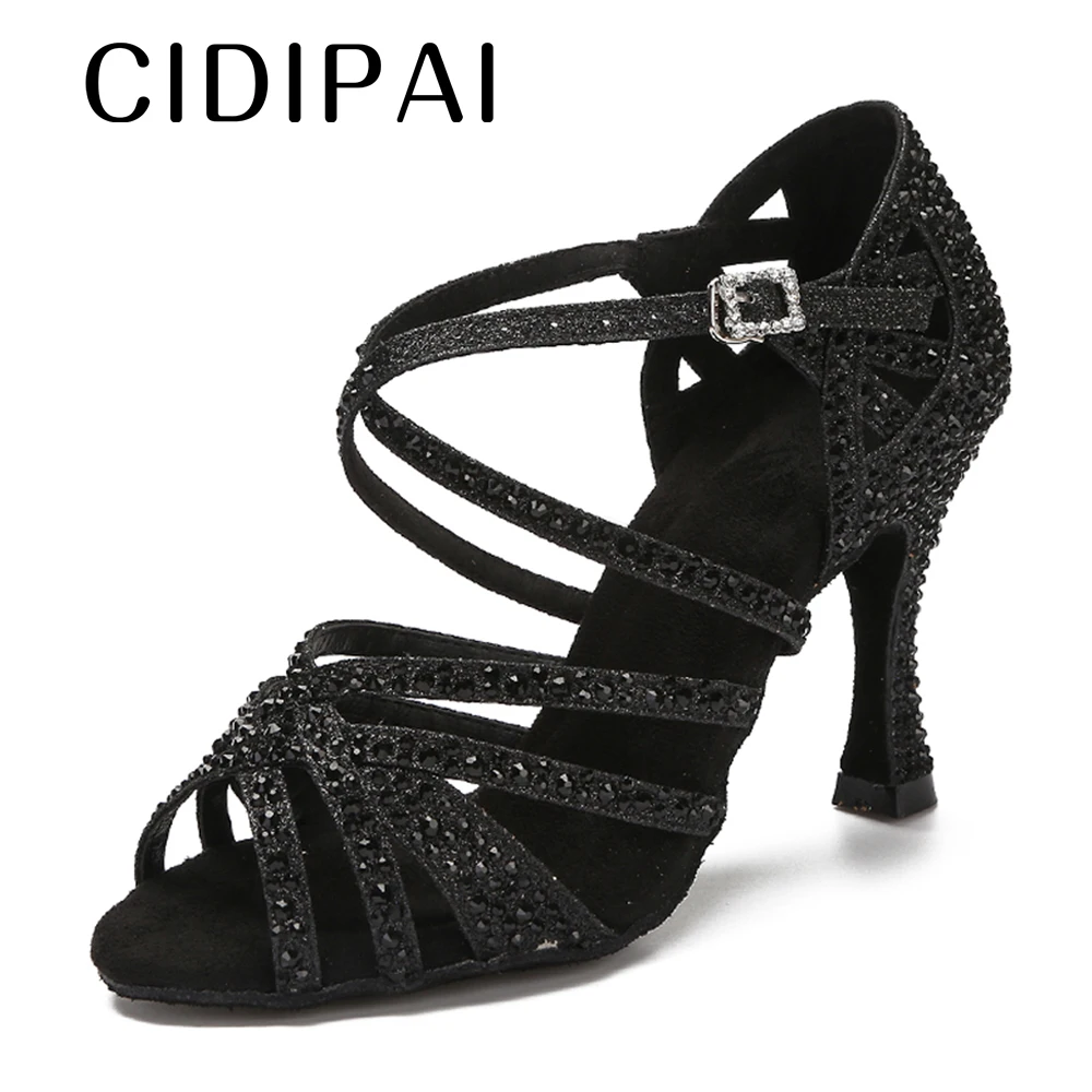 CIDIPAI Latin Dance Shoes Woman Salsa Performance Ballroom Shiny Dance Shoes Indoor Party Shoes Golden Women\'s Wedding Shoes