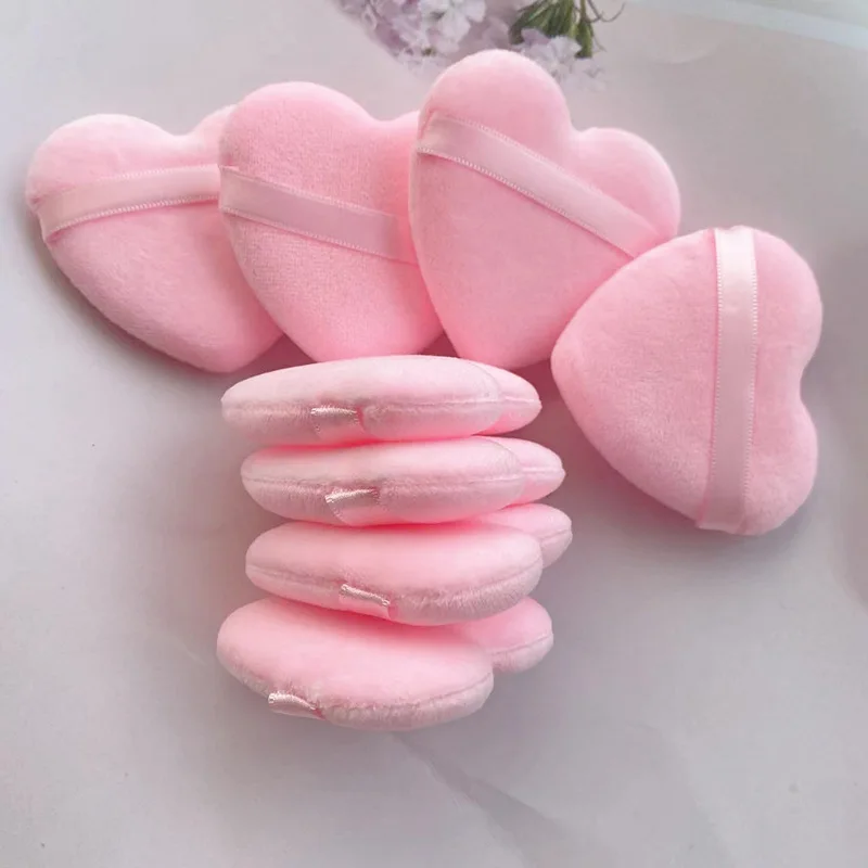 8Pcs Rosa Herz-Förmigen Lose Pulver Puffs Tragbare Weiche Samt Make-Up Schwamm Rouge Pulver Puff Gesichts Make-Up-Tools