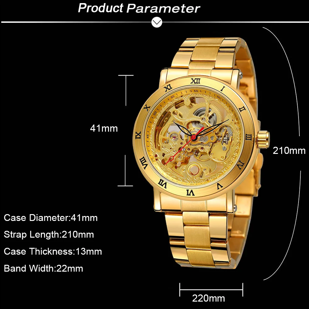 Forsining moda retro masculino esqueleto relógios mecânicos automáticos caso numeral romano design aço inoxidável relógio de pulso negócios