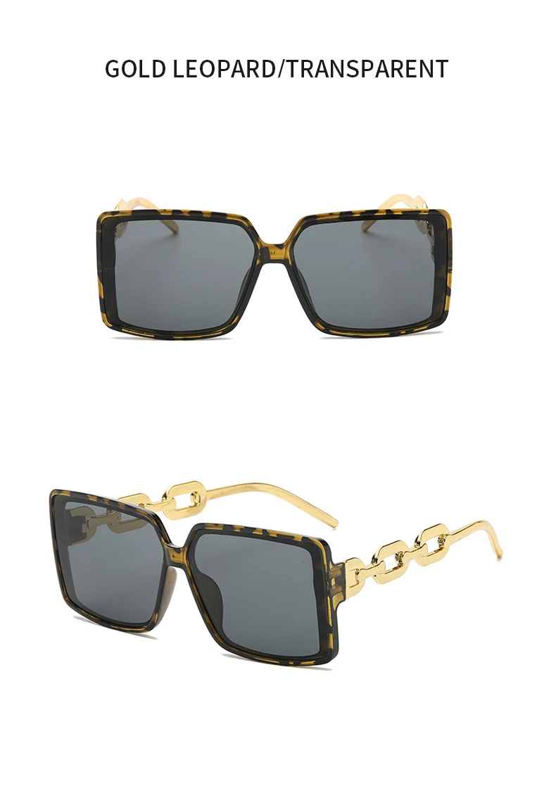 Personalisierte Hip-Hop-Ketten-Sonnenbrille, modische quadratische Brille mit großem Rahmen, trendige Sonnenbrille für Straßenfotografie 18126 – Detail 14