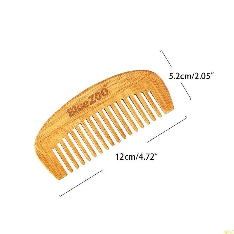 A0NC 12 longitud mini portátil natural bambú madera peinados madera forma curvada