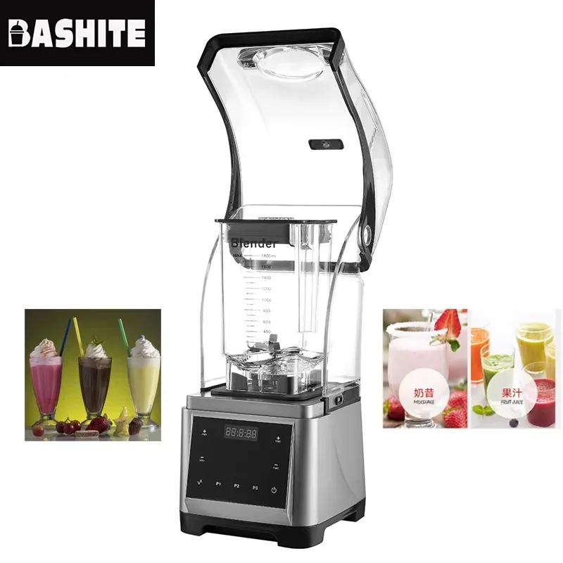 

Коммерческий блендер, сверхмощная соковыжималка для пищевых фруктов, высокопроизводительная дробилка для смузи, блендер со звуковой маской для кофейни