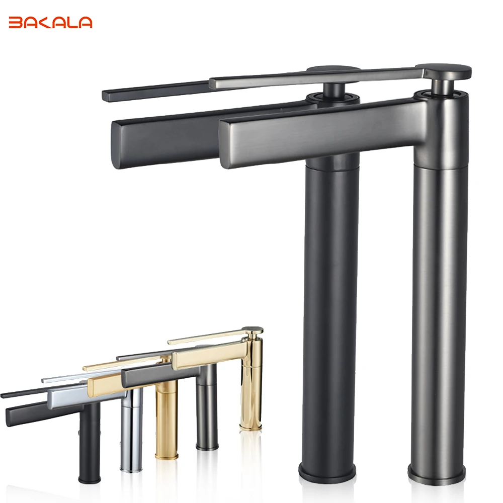 

BAKALA Brush Waterfall Bathroom Faucet Chrome Basin Faucet Hot Cold Single Handle Basin Mixer Tap Deck Mounted 5 Year Warranty