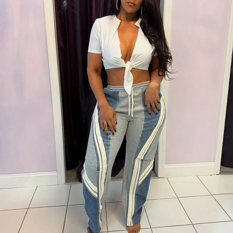 الدنيم المرقعة البضائع السراويل عالية الخصر Y2K الشارع الشهير 2025 النساء الشتاء موضة الملابس بنطلون مثير أنيقة مضيئة جان السراويل #5