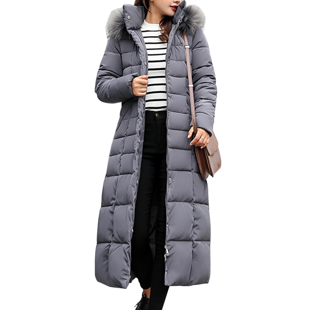 

Women Long Coats Parka Winter Female Casual Solid Color Zipper Pocket Cotton Padded Warm Hooded Maxi Puffer Coat Jacket 6 Colors