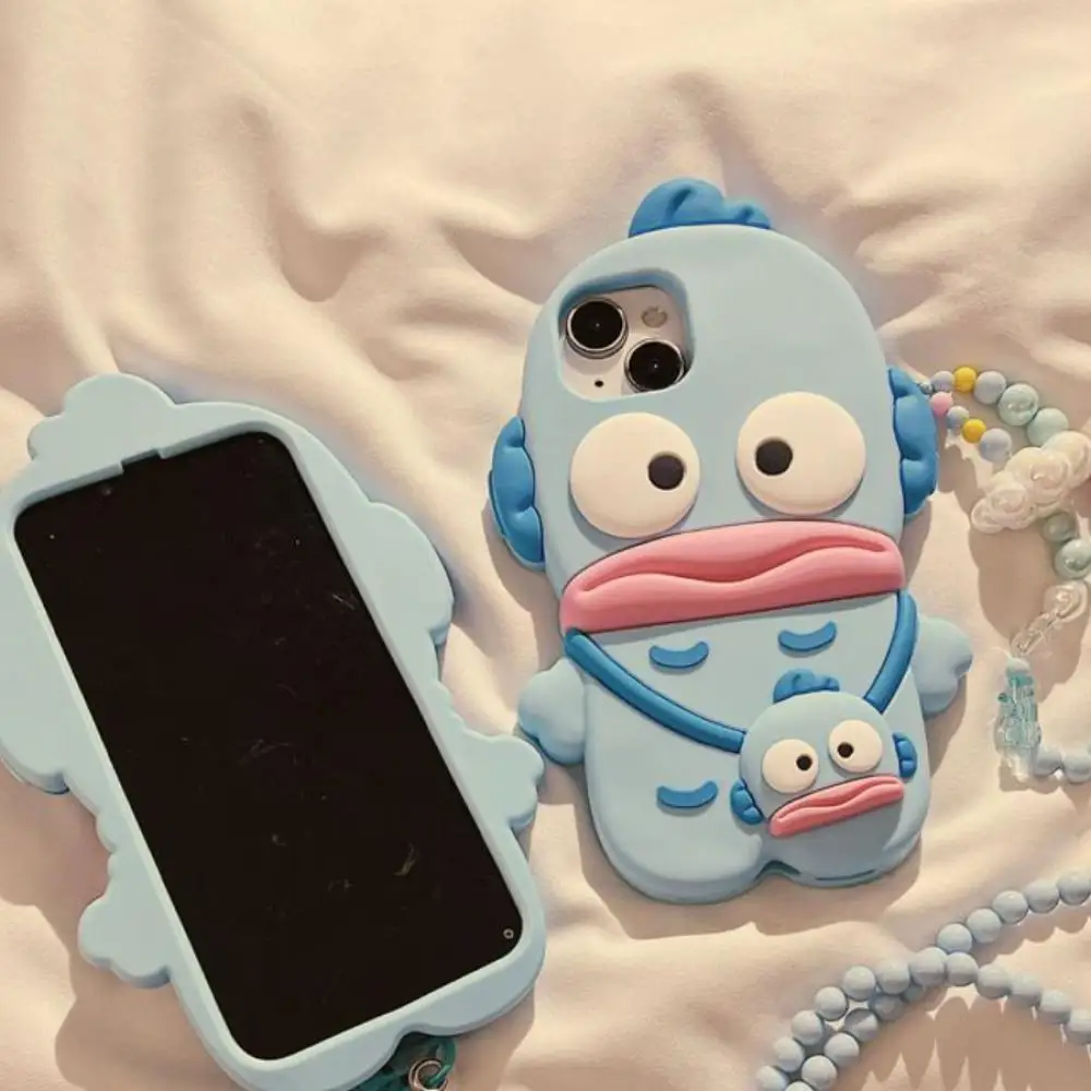 Sanrio iPhone14 Hangyodon silica gel Mobile phone shell cute girl portable Wrist rope Autumn Winter New product birthday present