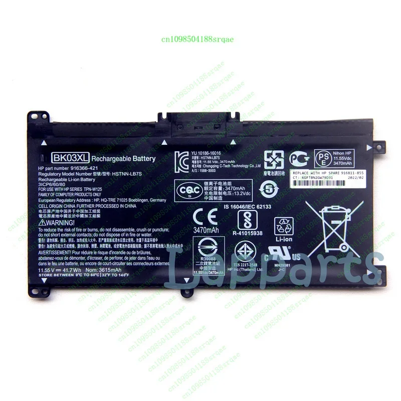 

New Original BK03XL Battery for HP Pavilion X360 14-BA000 HSTNN-UB7G 916811 -855"% Test"