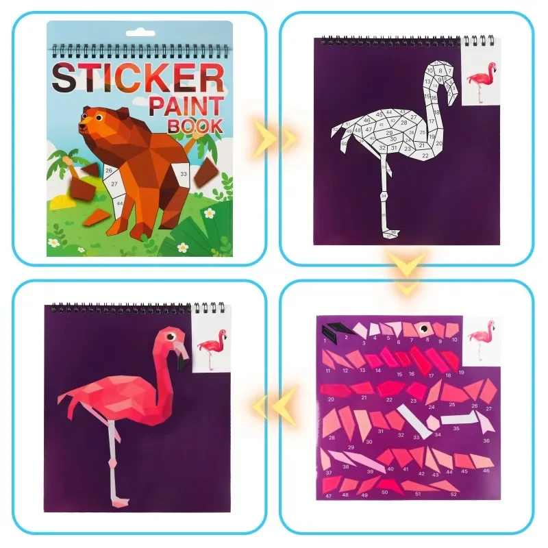 أطفال الذين تتراوح أعمارهم بين 4-8 ملصق كتاب كرافت 1 قطعة ملصق حسب الرقم لعبة الدماغ لعبة سفر لطيفة وهدية مثالية للأطفال