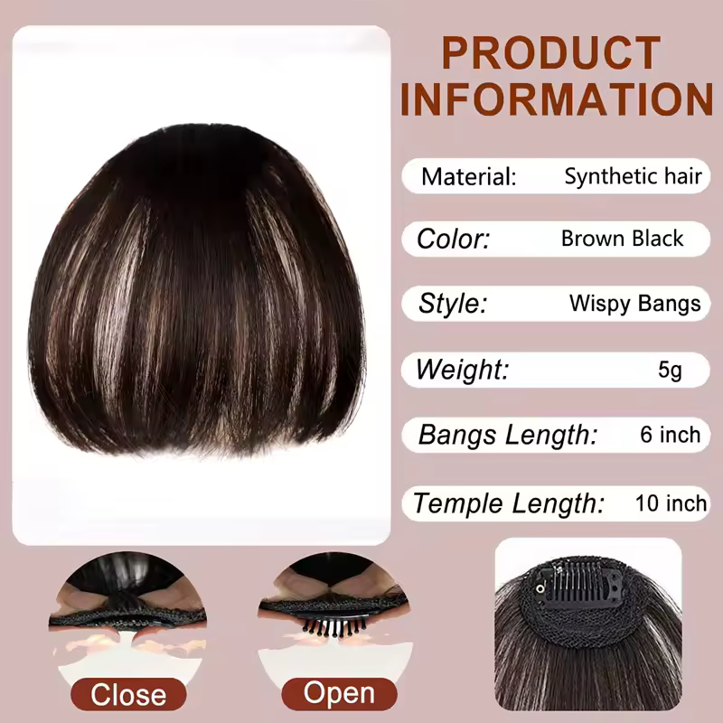Fake Air Bangs Hair Styling Tools Hair Clip-In Extension Synthetic Hair Fake Fringe Natural False Hairpiece Women Clip In Bangs - Image 11