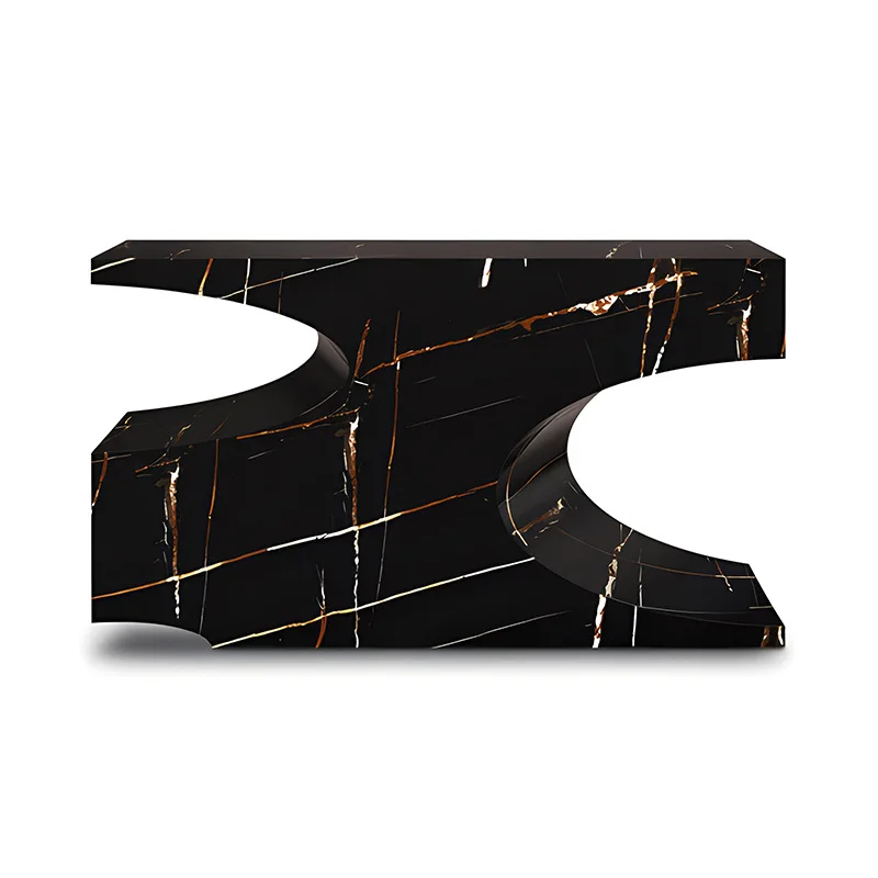 

Mr. Luxury Italian Golden Wood Entrance Table High-end Corridor Table Unique Design Storage Console Table