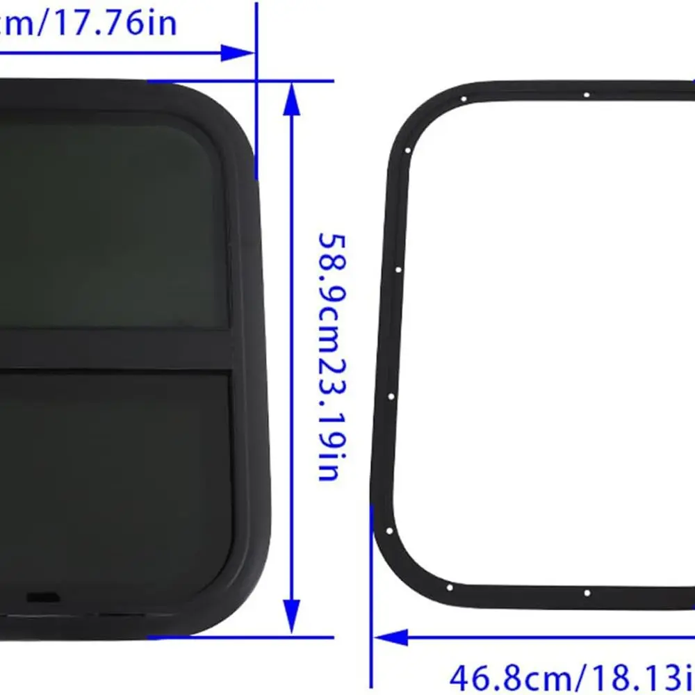GXYWADY 18 x 24 RV Vertical Slide Window Black Mounting Opening Size 450-600MM