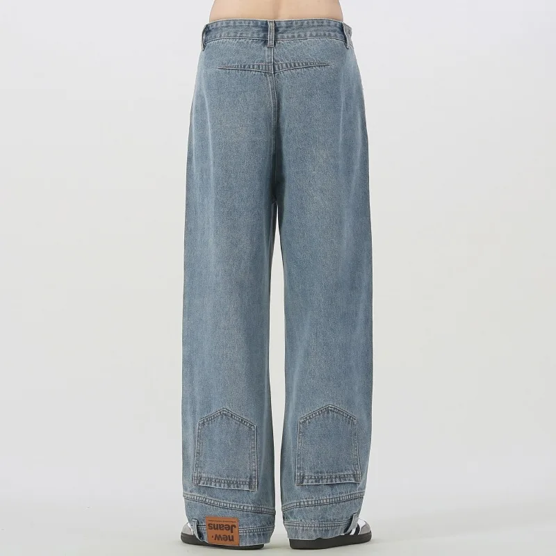 Jean en Denim pour hommes et femmes, Vintage américain rétro, tourné sur le côté inversé, Couple, jambes droites, Baggy, pantalon de traînée, tendance
