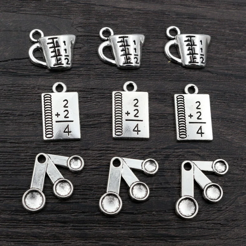 30pcs Antique Silver Plated Measuring Cup Compass Chrams Metal Alloy Pendant DIY Charms DIY Jewelry Making Findings view 2