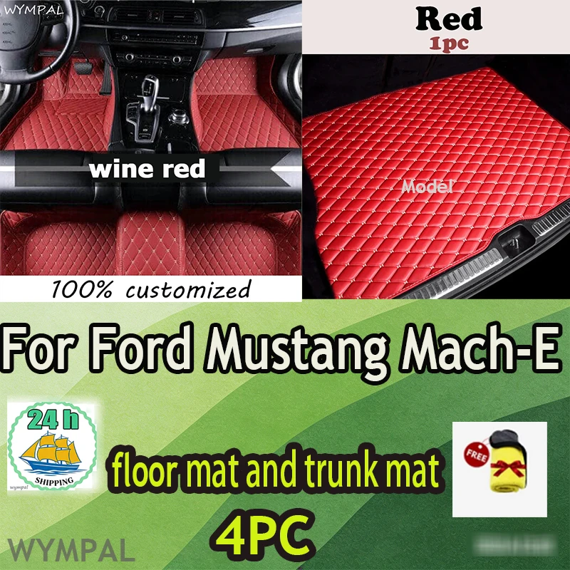 WYMPAL 4PC set CAR FLOOR&TRUNK MAT  For Ford Mustang Mach-E 2021 2022 2023 2024 Car Trunk Mat   with towel
