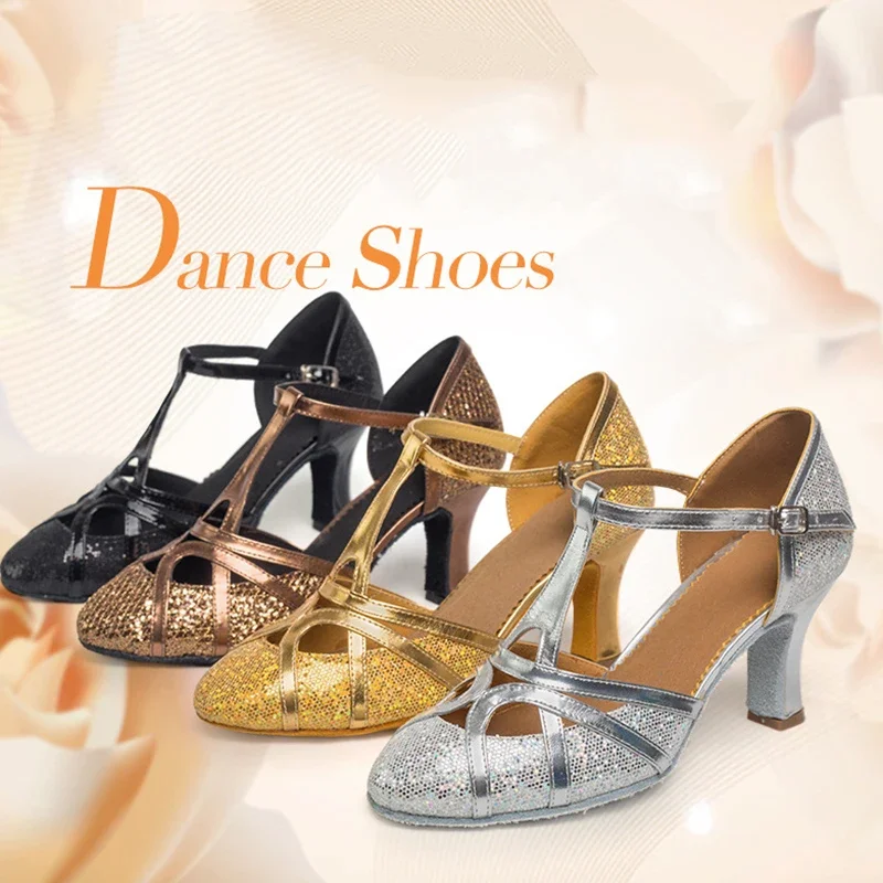 

Fashion Ballroom Dance Shoes for Women Glitter Closed Toe Modern Shoe Salsa Ballroom Tango Latin Shoes for Girls Shoes Sandals