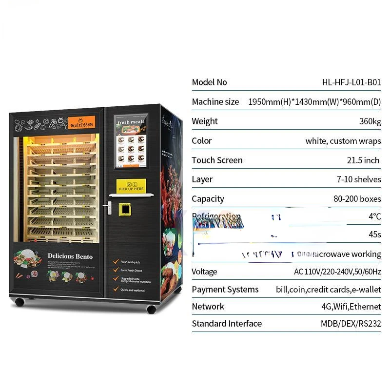 Meal Food Vending Machine With Microwave 24 Hours Vending Machine Automatic Hotting Selling Vending Machine