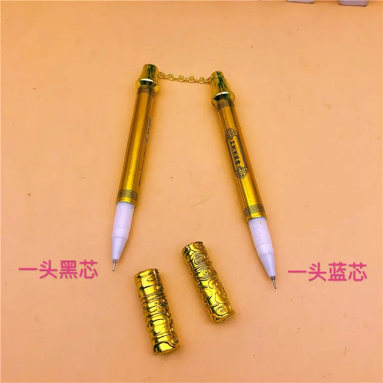24pcs Gold and silver cudgel nunchaku neutral pen student toy rotary pen double headed blue black signature pen