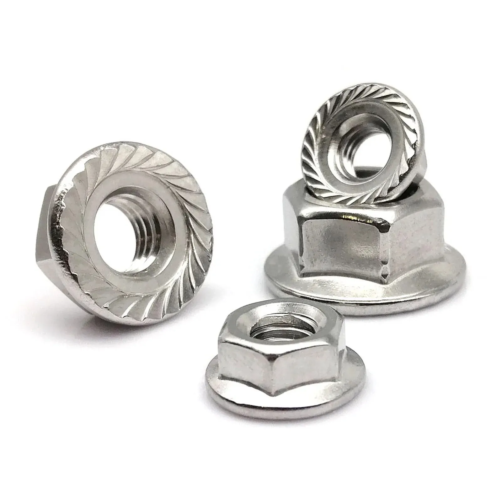 5/10/25pcs Flange Nut Lock Nut M3 M4 M5 M6 M8 M10 M12 High Quality Stainless Steel Hexagon Hex Head Serrated Spinlock DIN6923