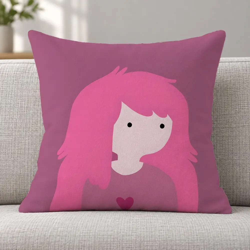 Cartoon Adventure P-Princess Bubblegum Cushion Cover Soft Plush Decorative Sofa Bedroom Living Room Car Dorm Home Decor Gift