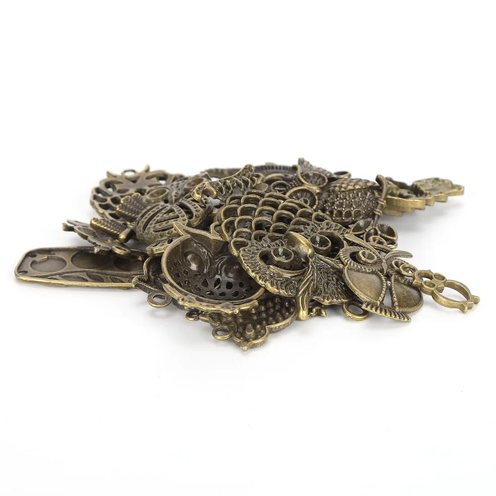

24 шт. бронзовых подвесок-сова для изготовления украшений, разные модели, животные-талисманы, аксессуары для ювелирных изделий