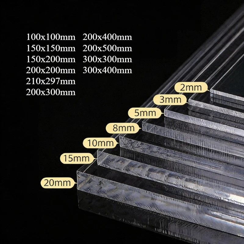 

1/2Pcs Transparent Colorless Clear Acrylic Sheet Board Thick1mm-20mm Perspex Glass Plate Plastic Organic Sheet Methacrylat