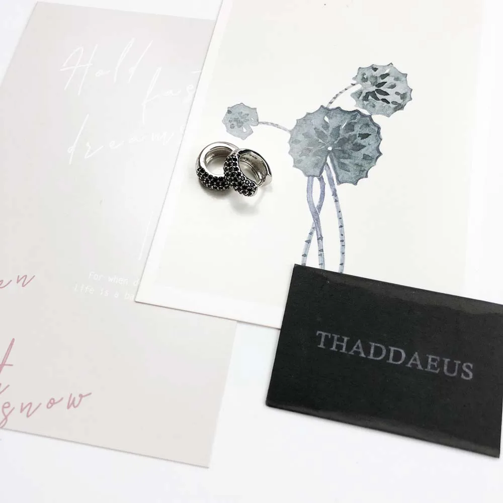 Schwarze Kreolische Creolen mit Scharnier, Europa, Vintage, feiner Schmuck für Damen und Herren, Wintergeschenk aus echtem 925er-Sterlingsilber – Detail 5