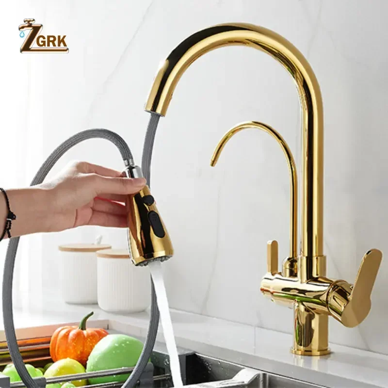 Smart Touch Filter Kitchen Faucets Solid Brass Pull Out Kitchen Mixer Tap Dual Handle Hot Cold Water Taps Sensor Kitchen Faucet