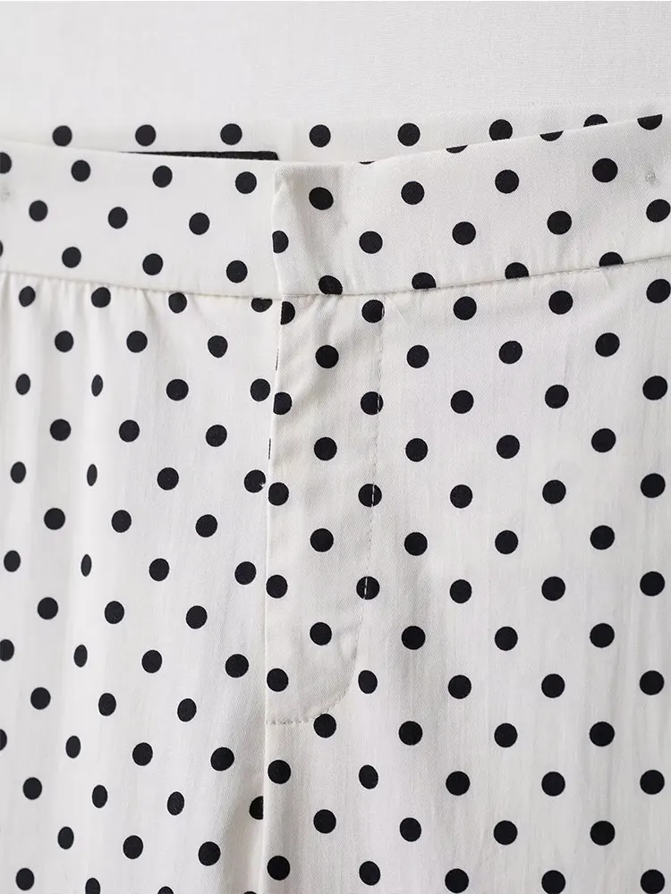 NLZGMSJ pantalon femme à pois pantalon de bureau pour femme Baggy avec pantalon femme décontracté Streetwear pantalon femme