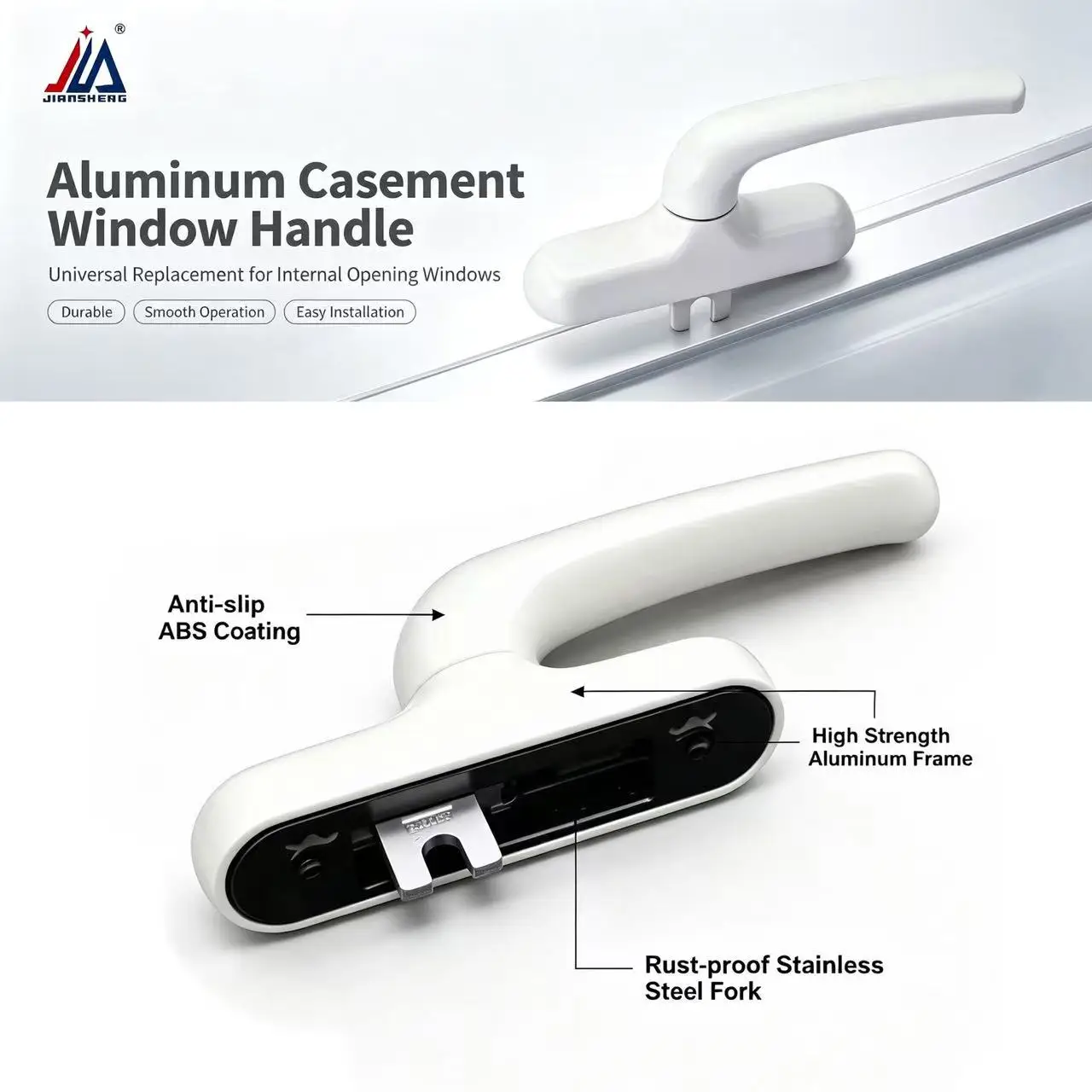 Aluminum Internal Opening Casement Window Handle, Large Fork Handle Replacement