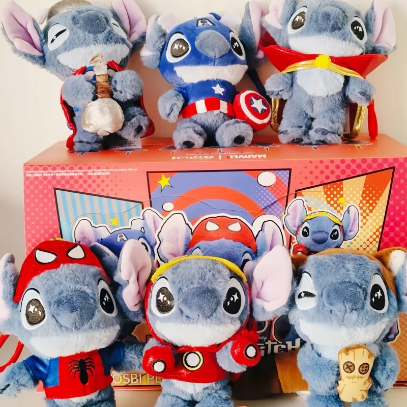 

Горячее в наличии Cosbaby Stitch Marvel слепая коробка Капитан Америка Человек-паук Дисней Косби Коллекционная виниловая фигурка милый подарок-сюрприз