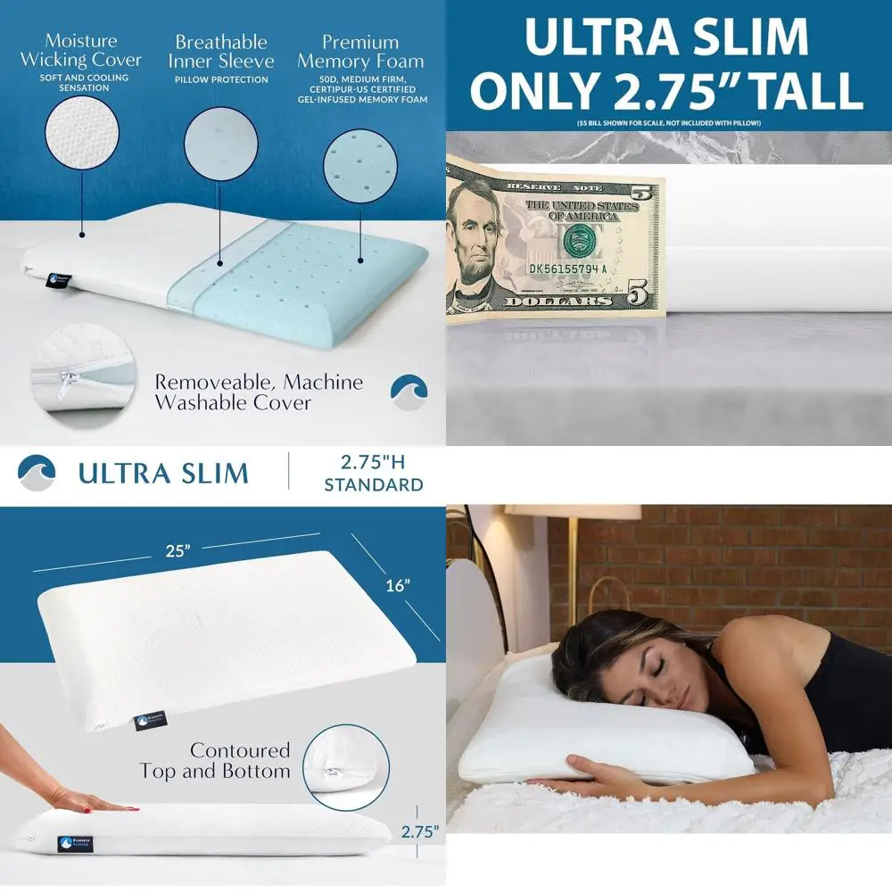 

Ортопедическая подушка из пены с эффектом памяти для сна на спине и на боку – эргономичный дизайн, высота 7 см, стандартный размер для глубокого сна