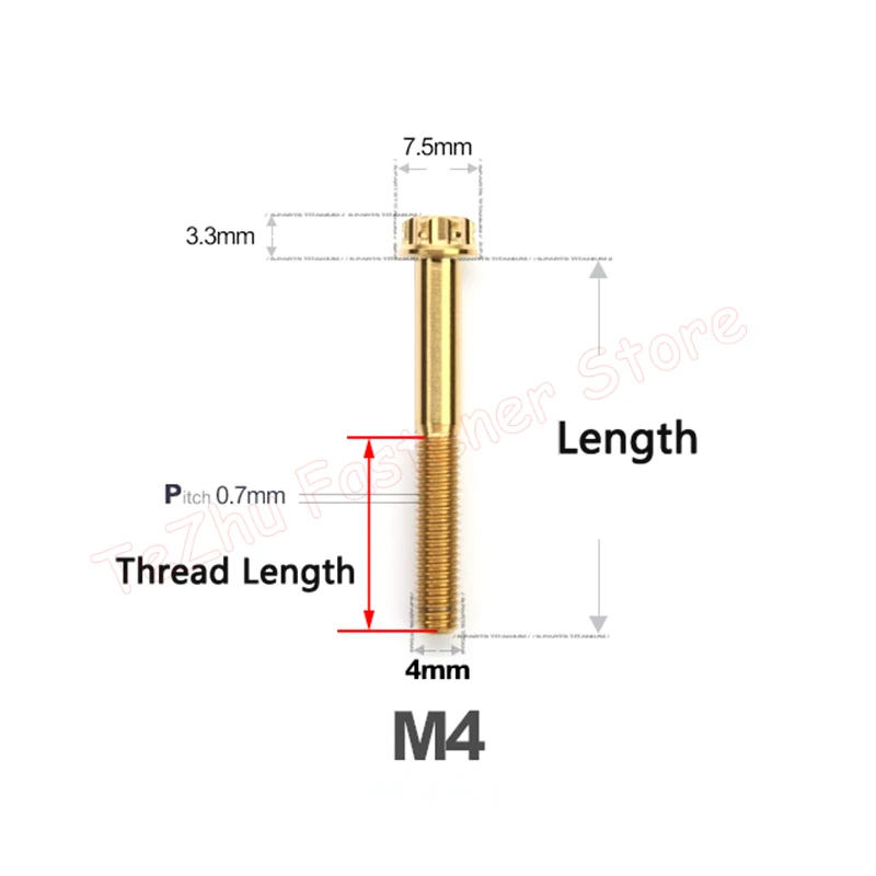 1pcs Titanium Alloy Bolt M4 Length 6-50mm Torx Head Flange Screw High Strength Motorcycle Screws Gold/Black/Blue/Green/Purple