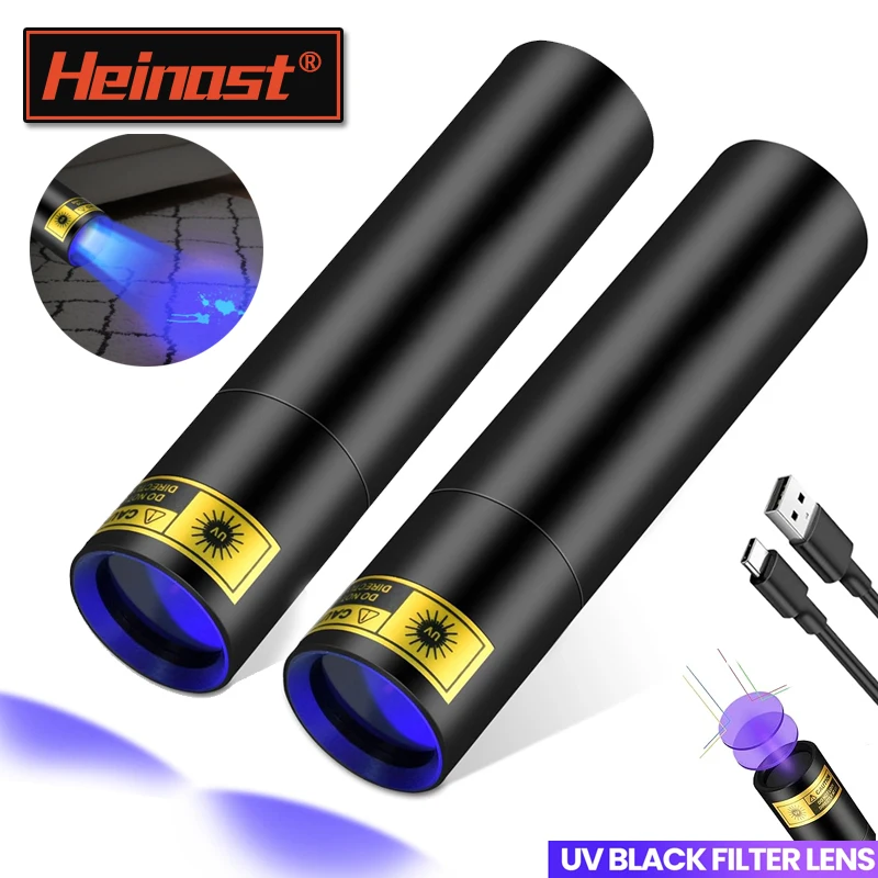 

Mini 365nm/395nm UV Flashlight Charging Ultraviolet Blacklight Torch Manicures Cat Dog Urine Tinea Ore Scorpion Detection lamp