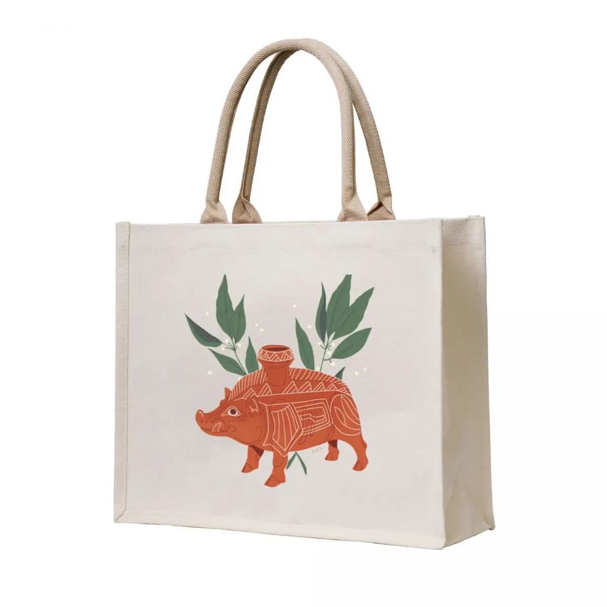Etruscan Boar Vessel - Floral Artefacts Tote Bag reusable shopping bag cute pouch bag bags for women custom fabric