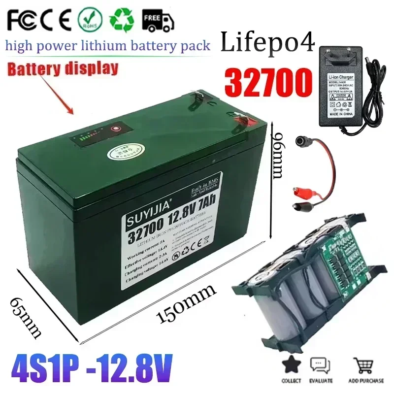 12.8V 7Ah 32700 Lifepo4 4S1P Battery Pack with 4S 7AH BMS Balanced for Electric Boat Sprayers and Uninterruptible Power Supplies